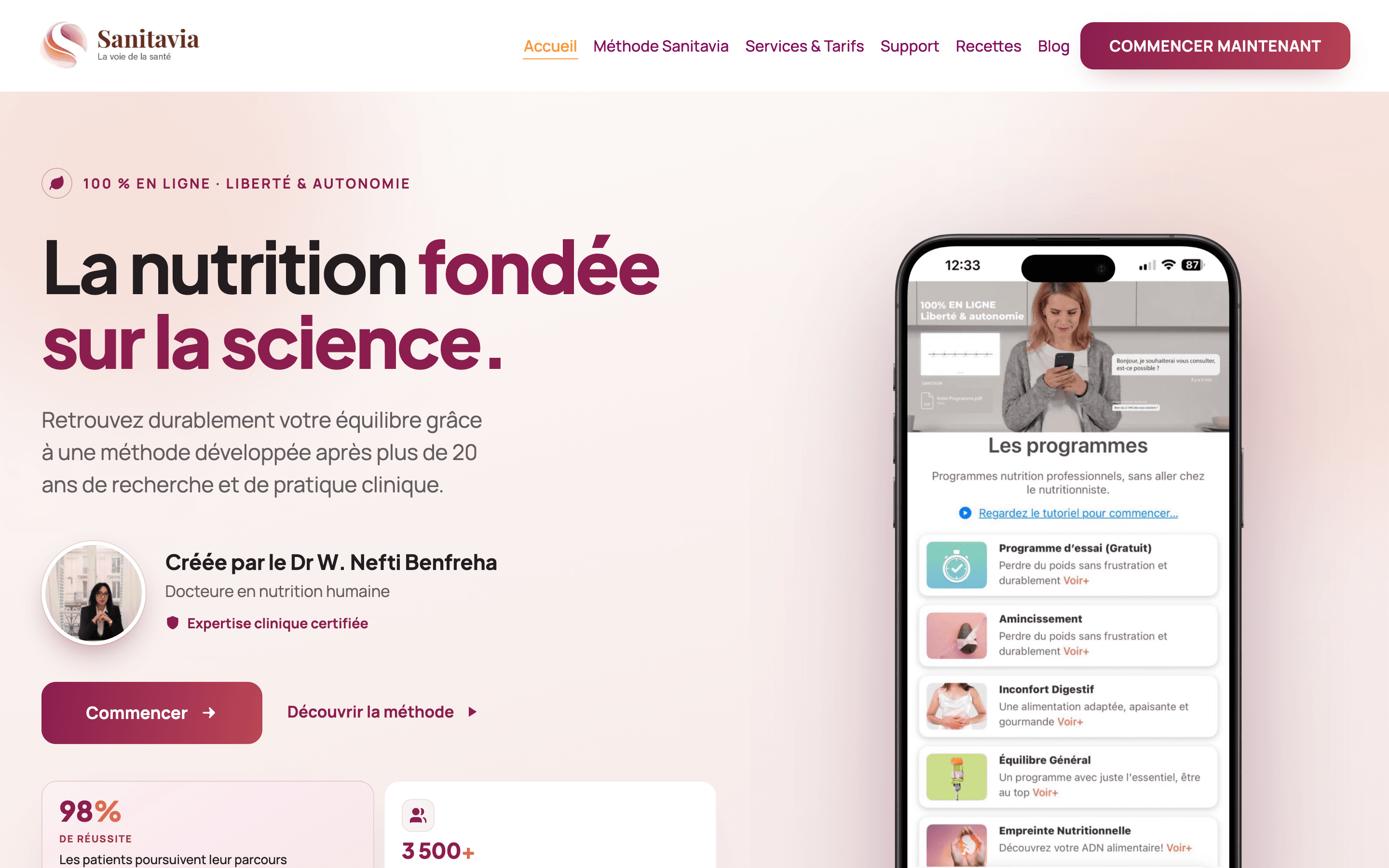 Screenshot of the live Sanitavia website